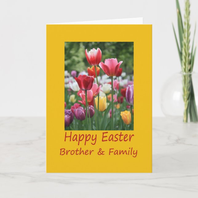 Brother & Family Happy Easter Tulip card (Front)