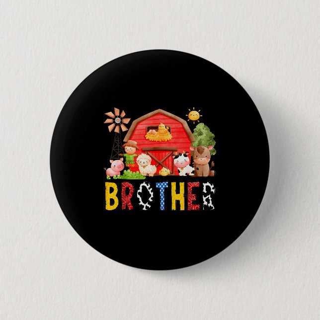 Brother Farm Cow Birthday Boy Matching Family Matc 6 Cm Round Badge (Front)