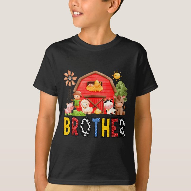 Brother Farm Cow Birthday Boy Matching Family Matc T-Shirt (Front)