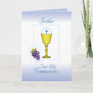 Brother First Communion, Chalice with Host & Grape Card
