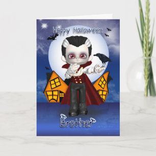brother fun vampire halloween greeting card