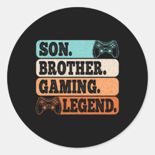 Brother Gaming Legend Video Gamer Retro Game  Classic Round Sticker