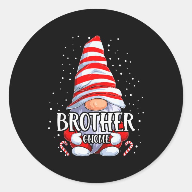 Brother Gnome Christmas Pajamas Matching Family Gr Classic Round Sticker (Front)