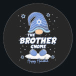 Brother Gnome Funny Hanukkah Family Matching Classic Round Sticker<br><div class="desc">Brother Gnome Funny Hanukkah Family Matching</div>
