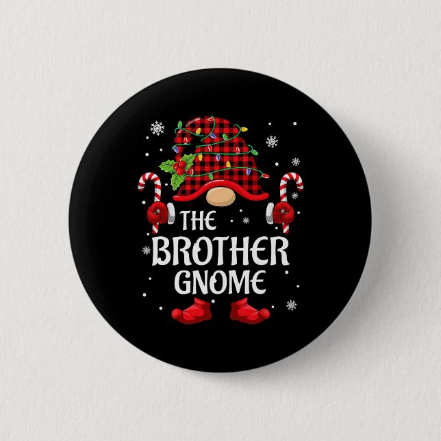 Brother Gnome Matching Christmas Pjs For Family  6 Cm Round Badge (Front)
