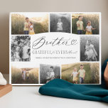 Brother Grateful for Every Moment Photo Collage Plaque<br><div class="desc">Capture cherished memories and honour your incredible brother with our personalised "Grateful for Every Moment" photo collage brother plaque. Customise this stunning photo plaque keepsake with 8 of your favourite photos, beautifully showcasing 4 in full colour and 4 in timeless black and white. Features "brother" heart script type and "Grateful...</div>