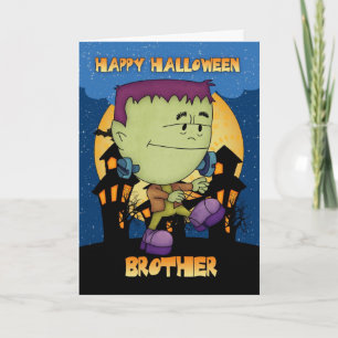 brother halloween card with frankie stomping