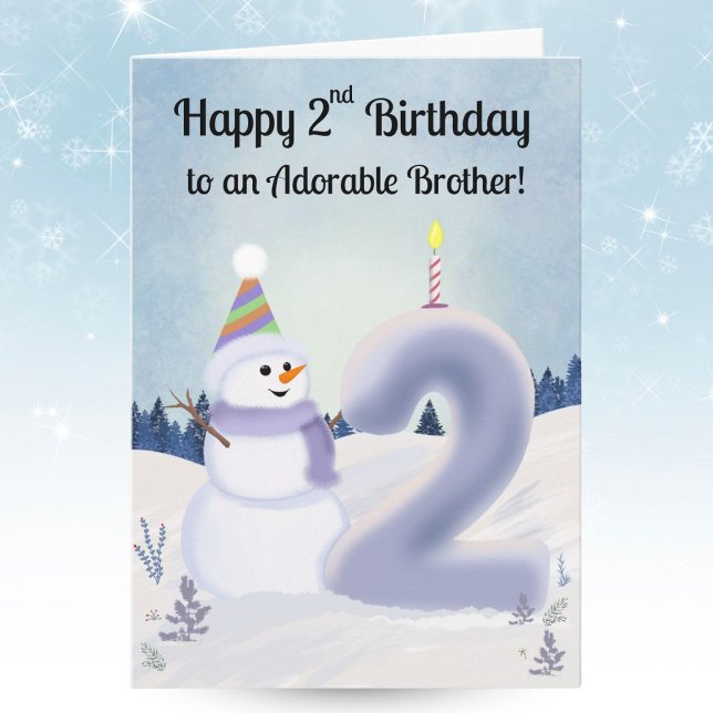 Brother Happy 2nd Birthday Snowman Building Card (Creator Uploaded)