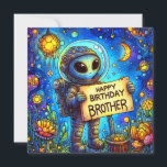 BROTHER ~ Happy Birthday ~ Teddy Bear ~<br><div class="desc">A cute alien astronaut,  celebrating his brother's birthday. The Greetings on the card are "Happy Birthday Brother". On the back of the card is a small version of the front picture,  and plenty of room to write a message. Made with the assistance of AI Bing.</div>