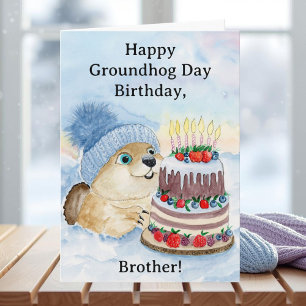 Brother Happy Groundhog Day Birthday Groundhog Card
