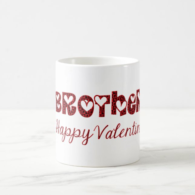 Brother Happy Valentine Cute Cupid Typography Coffee Mug (Center)