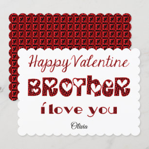 Brother I Love You Cute Cupid Typography Valentine Holiday Card