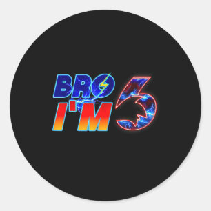 Brother Im 6th Birthday Boy Family Matching Party Classic Round Sticker