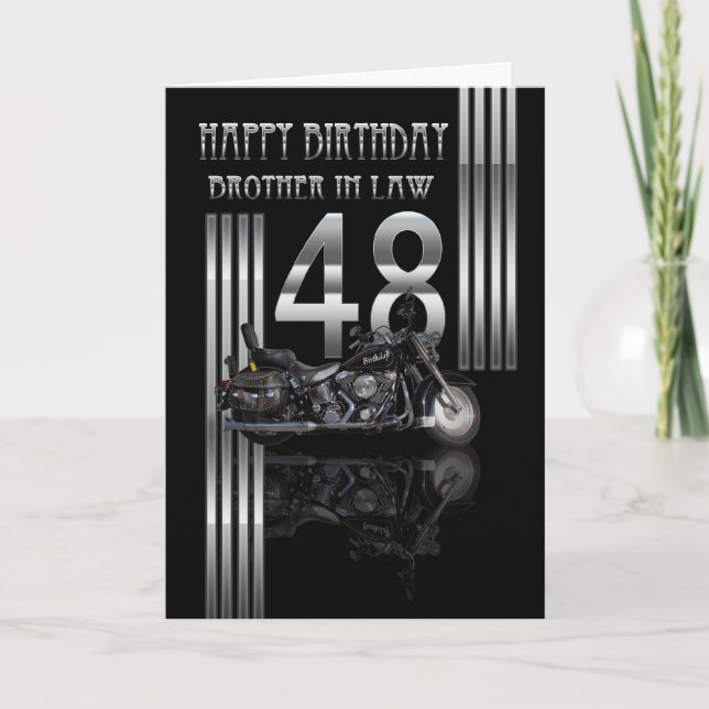 Brother In Law 48th Birthday Card - Motorbike (Front)