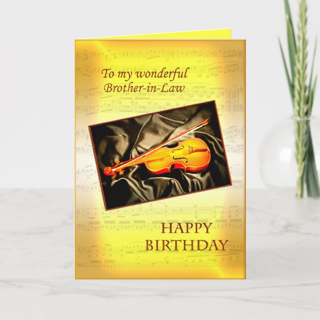 Brother-in-law, a birthday card with a violin (Front)