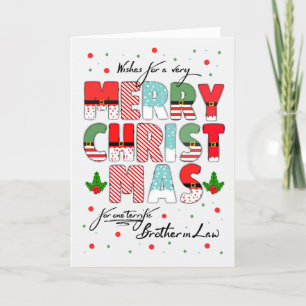 Brother in Law Merry Christmas Decorated Lettering Holiday Card