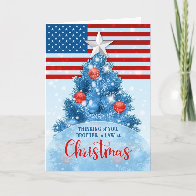 Brother in Law Patriotic Red White Blue Holiday Card (Front)