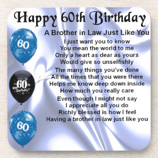 Brother in Law Poem 60th Birthday Coaster