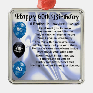 Brother in Law Poem 60th Birthday Metal Tree Decoration
