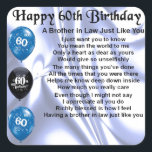 Brother in Law Poem 60th Birthday Square Sticker<br><div class="desc">A great gift for a brother in law on his 60th birthday</div>