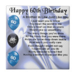 Brother in Law Poem 60th Birthday Tile<br><div class="desc">A great gift for a brother in law on his 60th birthday</div>