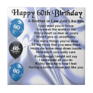Brother in Law Poem 60th Birthday Tile
