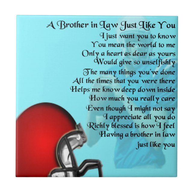 Brother in Law Poem - American Football Tile (Front)