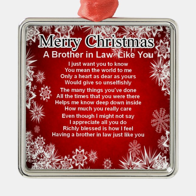 Brother in Law Poem - Christmas Design Metal Tree Decoration (Front)