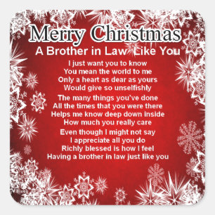 Brother in Law Poem - Christmas Design Square Sticker