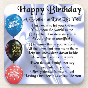 Brother in Law Poem - Happy Birthday Coaster