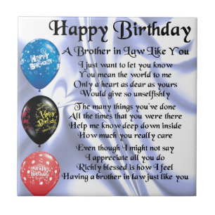 Brother in Law Poem - Happy Birthday Tile