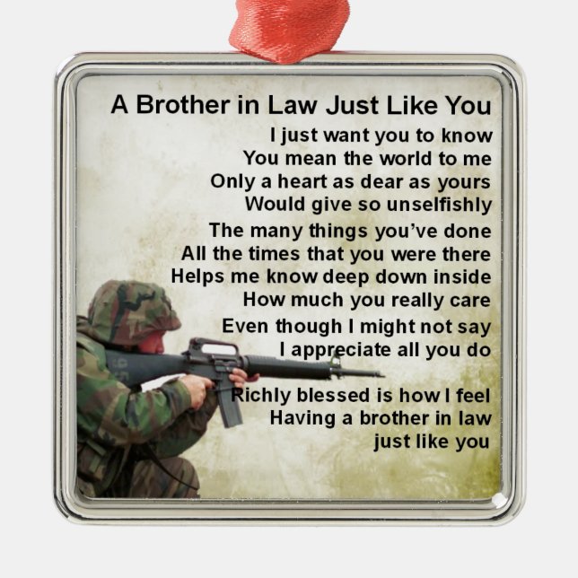 Brother in Law Poem - Soldier Design Metal Tree Decoration (Front)