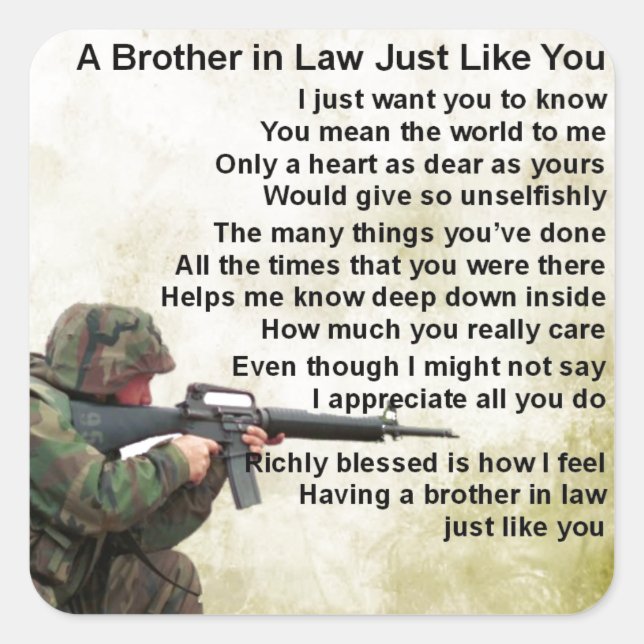 Brother in Law Poem - Soldier Design Square Sticker (Front)