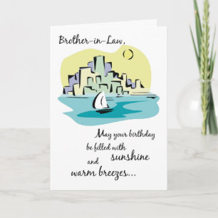 Brother-in-Law Sailboat City Birthday Card