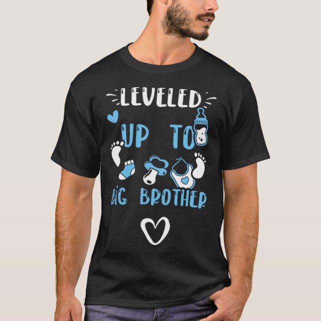 Brother Leveled Up To Big Brother  Baby Boy Saying T-Shirt (Front)