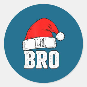Brother Lil Bro Santa Hat Christmas Little Brother Classic Round Sticker