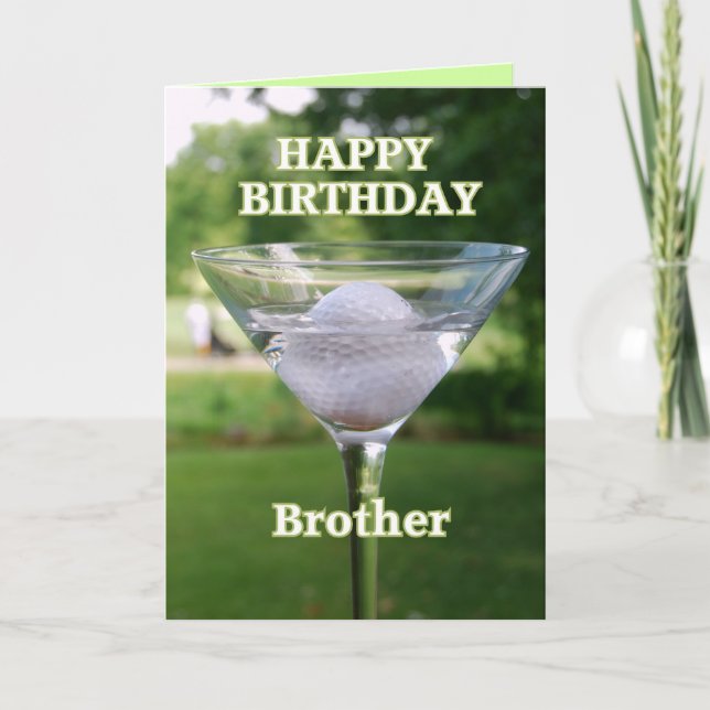 Brother Martini Golf Ball Happy Birthday Card (Front)