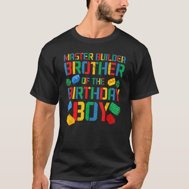 Brother Master Builder Building Bricks Blocks Fami T-Shirt (Front)