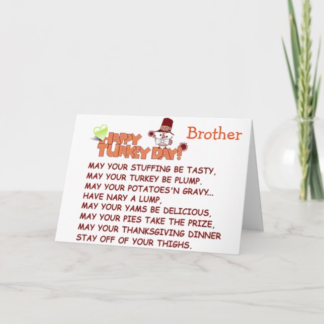 **BROTHER** MISS YOU AT "THANKSGIVING" HOLIDAY CARD (Front)