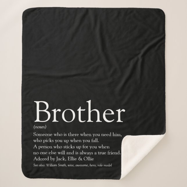 Brother Modern Black and White Fun Cool Sherpa Blanket (Front)