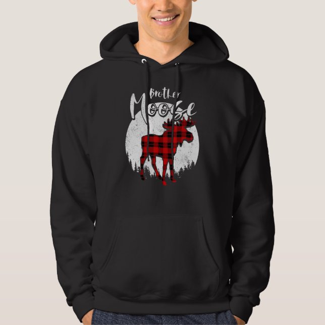 Brother Moose Red Plaid Buffalo Matching Family Pa Hoodie (Front)