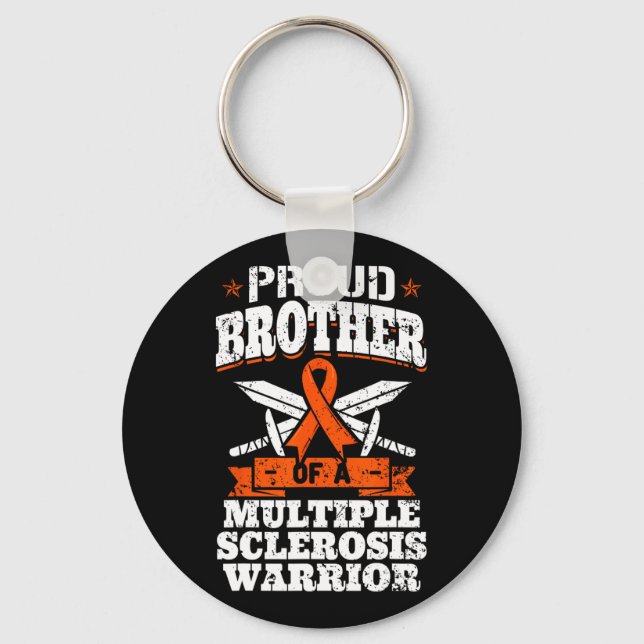 Brother Of A Multiple Sclerosis Warrior Ms Awarene Key Ring (Front)