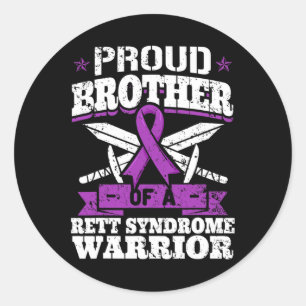 Brother Of A Rett Syndrome Warrior Rtt Awareness B Classic Round Sticker