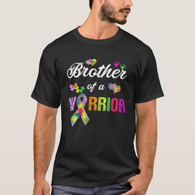 Brother Of A Warrior Autism Awareness Support Ribb T-Shirt (Front)