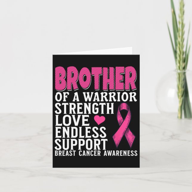 Brother Of A Warrior Breast Cancer Awareness Suppo Card (Front)