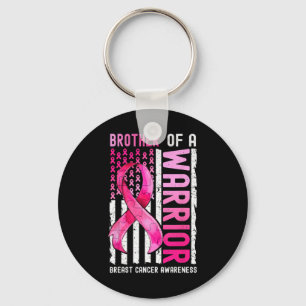 Brother Of A Warrior Breast Cancer Usa Flag Awaren Key Ring