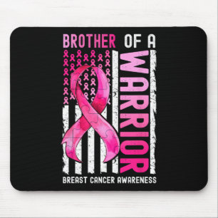 Brother Of A Warrior Breast Cancer Usa Flag Awaren Mouse Mat