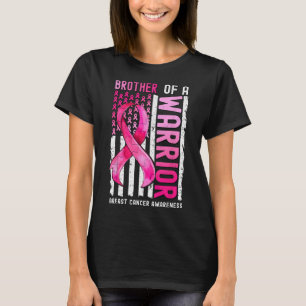 Brother Of A Warrior Breast Cancer Usa Flag Awaren T-Shirt