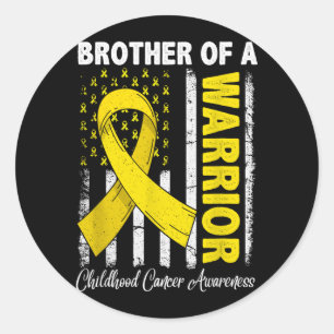 Brother Of A Warrior Childhood Cancer Awareness Classic Round Sticker