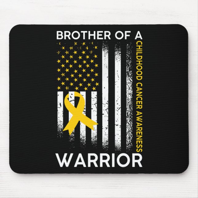 Brother Of A Warrior Childhood Cancer Awareness fl Mouse Mat (Front)